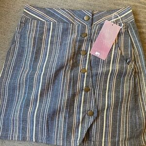 Striped Blue Button-Front Skirt